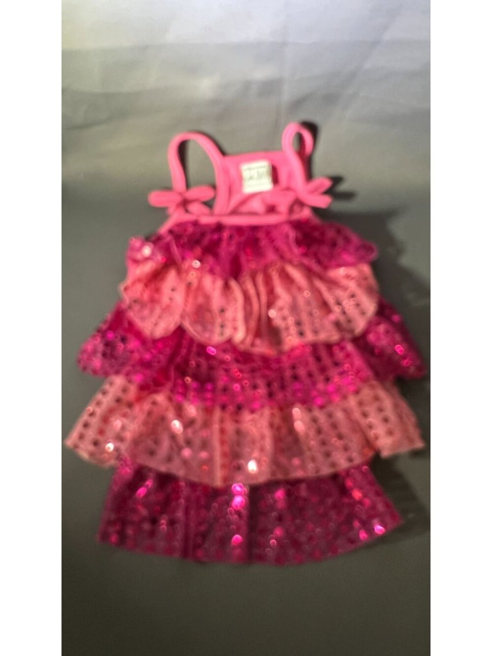 Pink Sequin Ruffled Pet Dress By Pet Spirit - Sparkly Layered Party Outfit For S